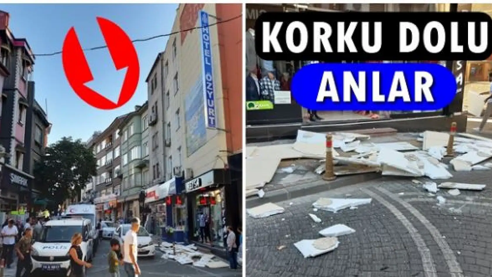 Binadan kopan parçalar kaldırıma düştü