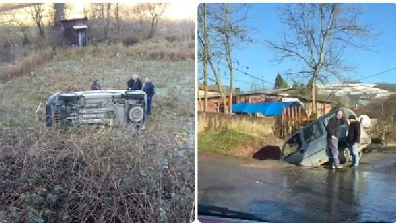 Buzlu yollarda kayan kayana