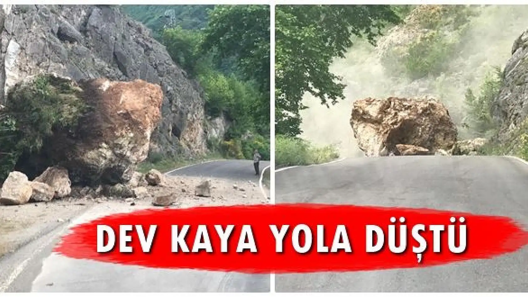 Dev kaya parçası yola düştü