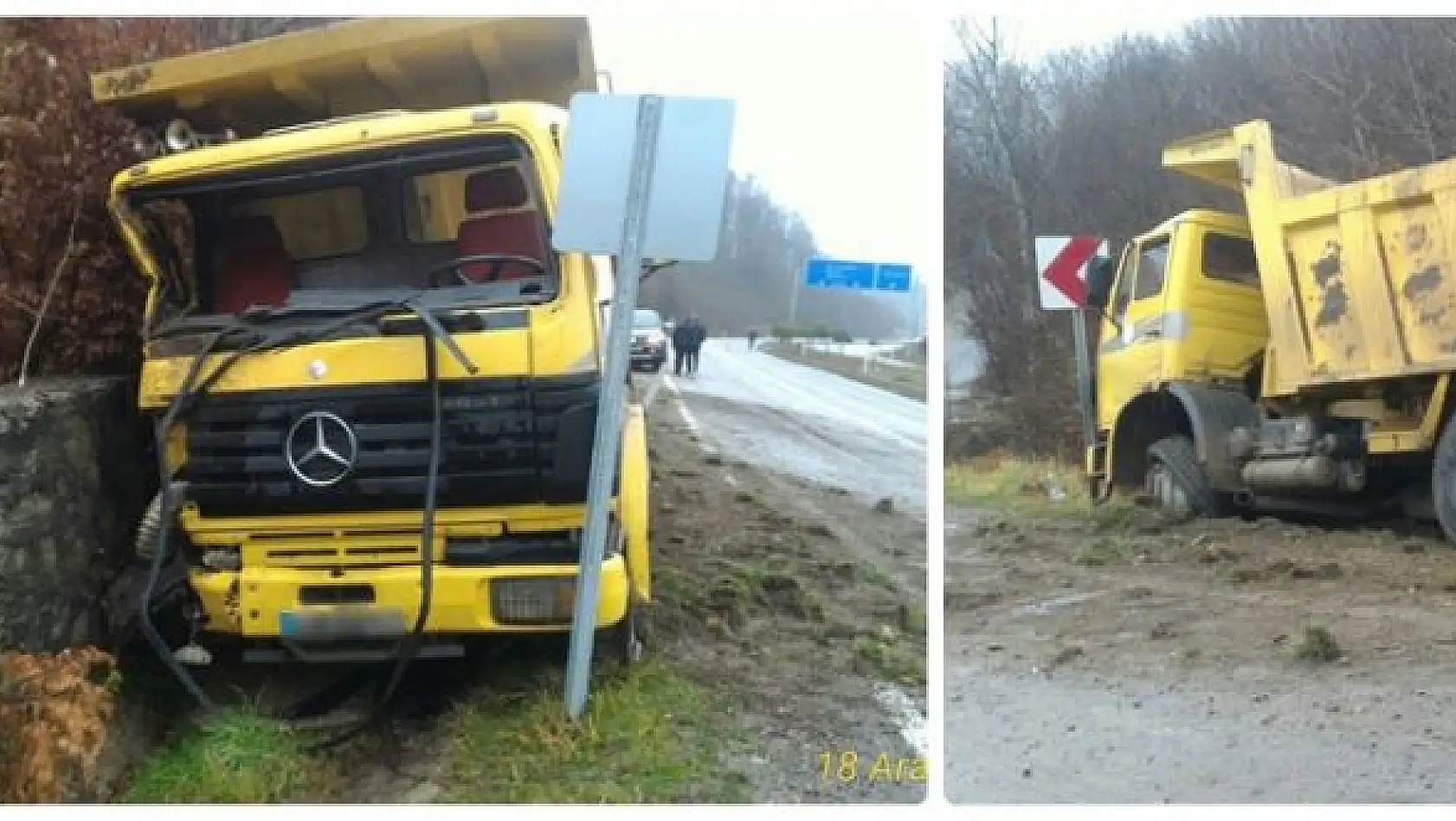 Kayan Kamyon duvara çarptı