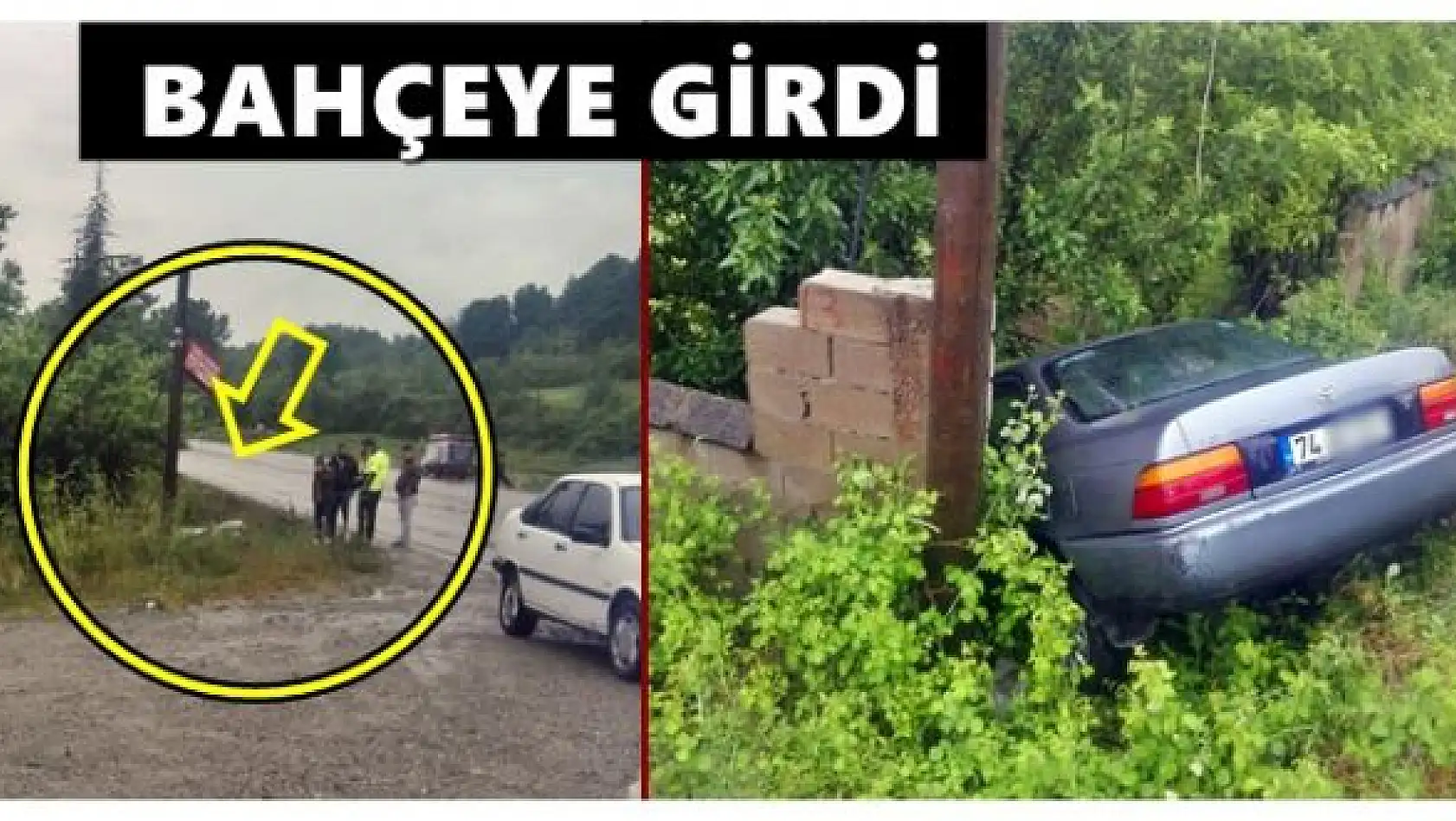 Kayan otomobil bahçe duvarına çarptı