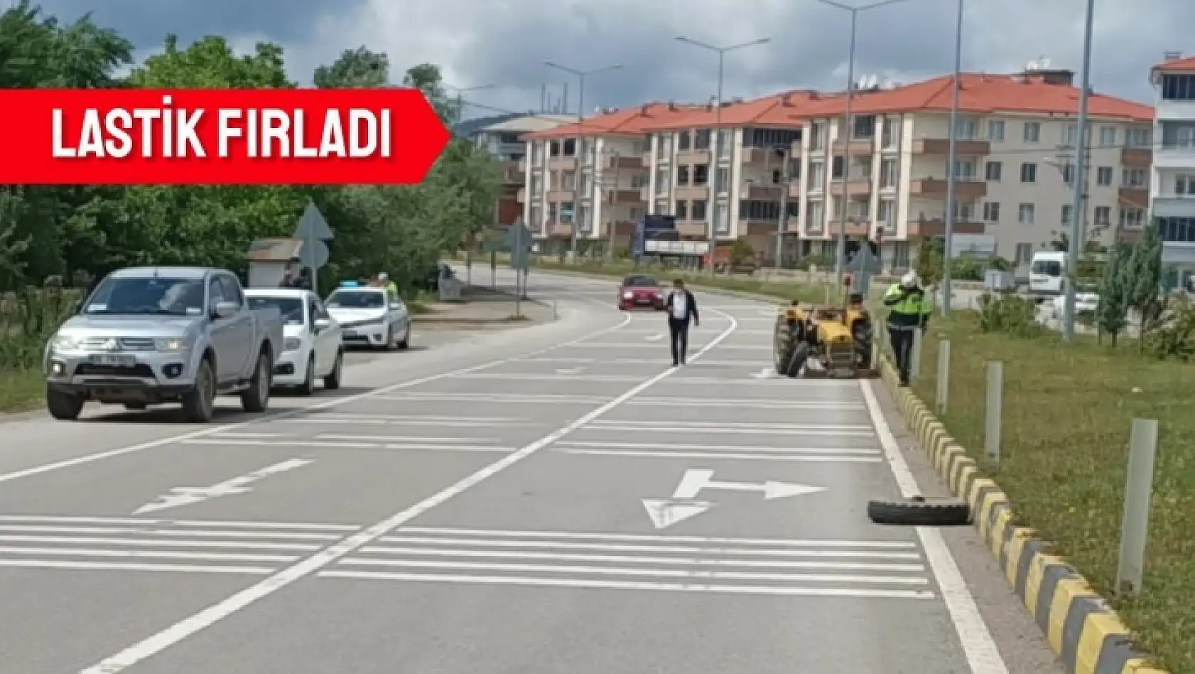 Kazada lastik fırladı