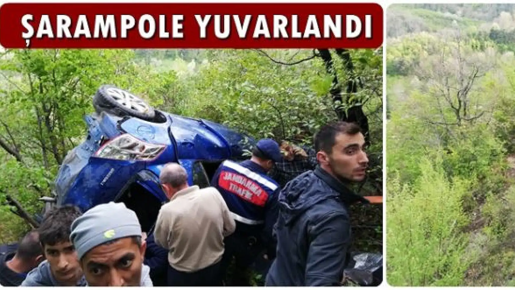Kontrolden çıkan araç şarampole uçtu
