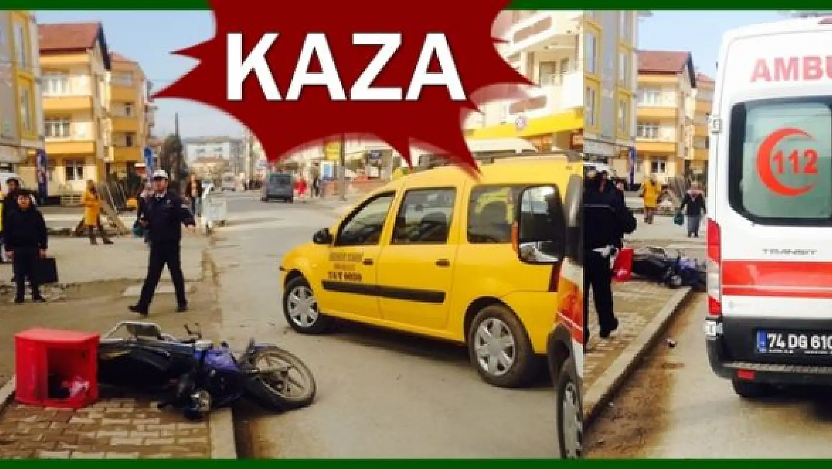 Motosiklet ile taksi çarpıştı