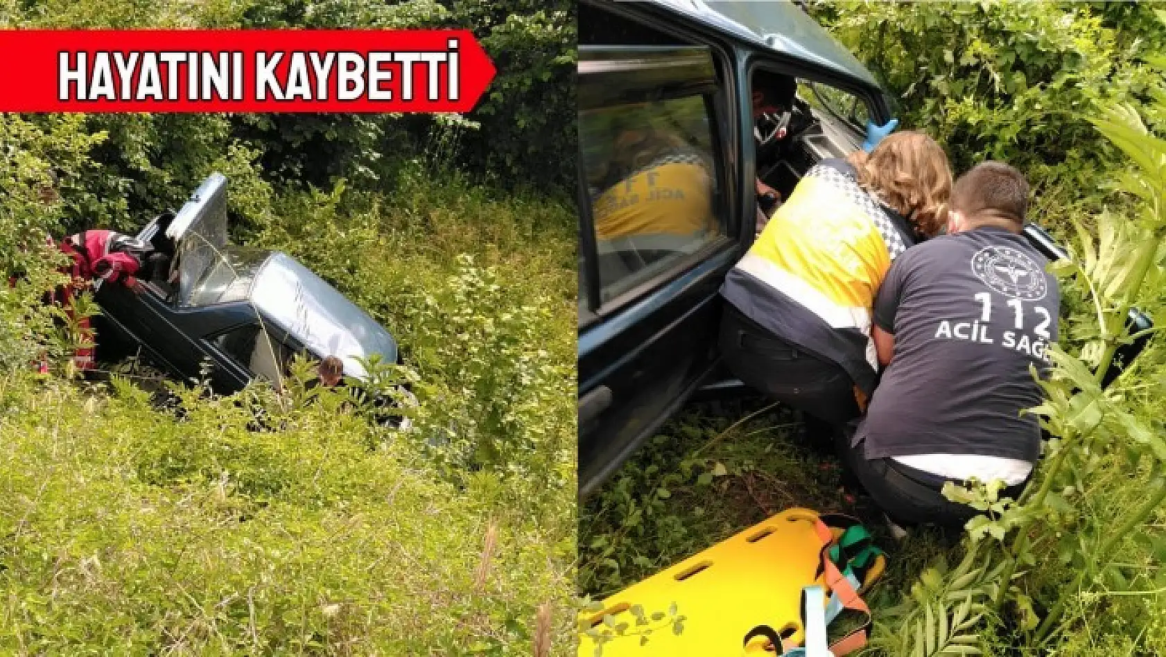 Otomobil şarampole yuvarlandı
