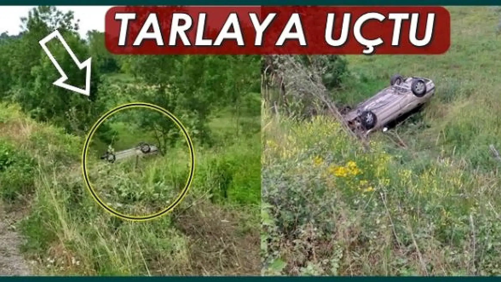 Otomobil Tarlaya Uçtu