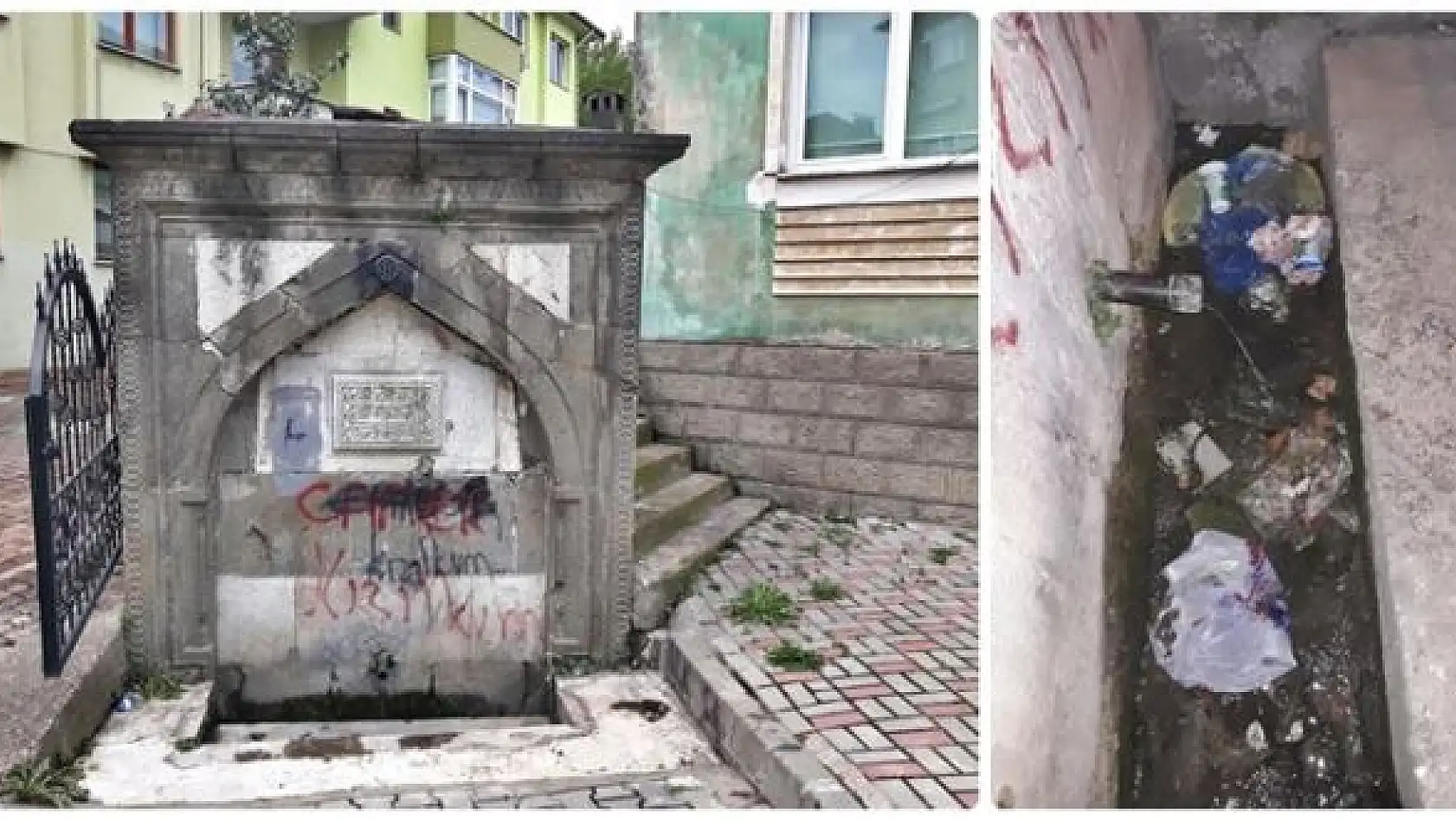 Tarihi çeşmenin hali içler acısı