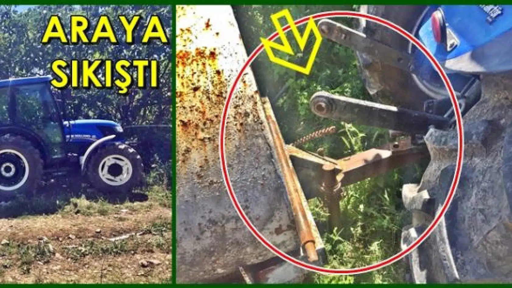 Traktör ile su tankeri arasına sıkıştı