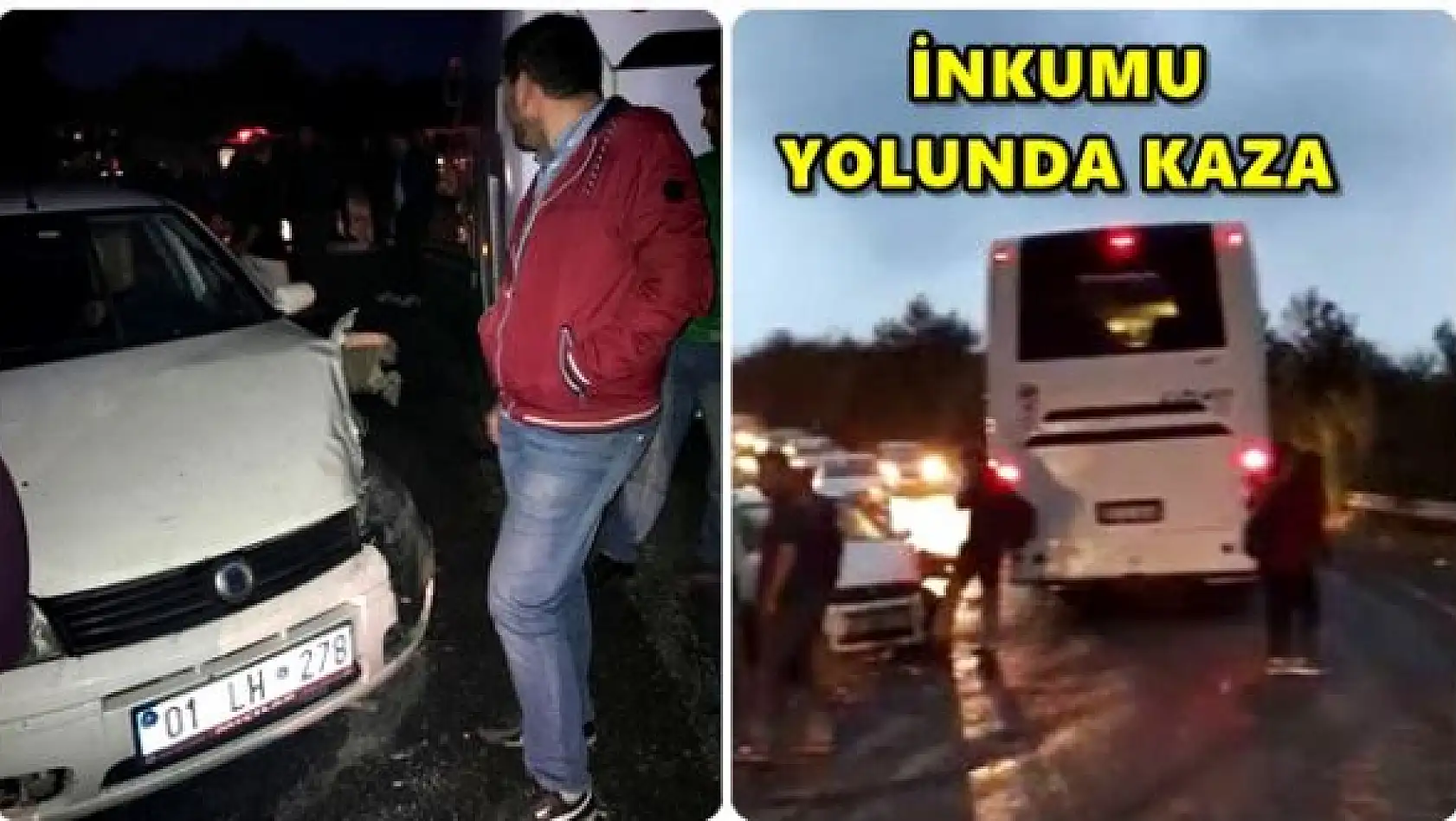 Tur otobüsü ile otomobil çarpıştı