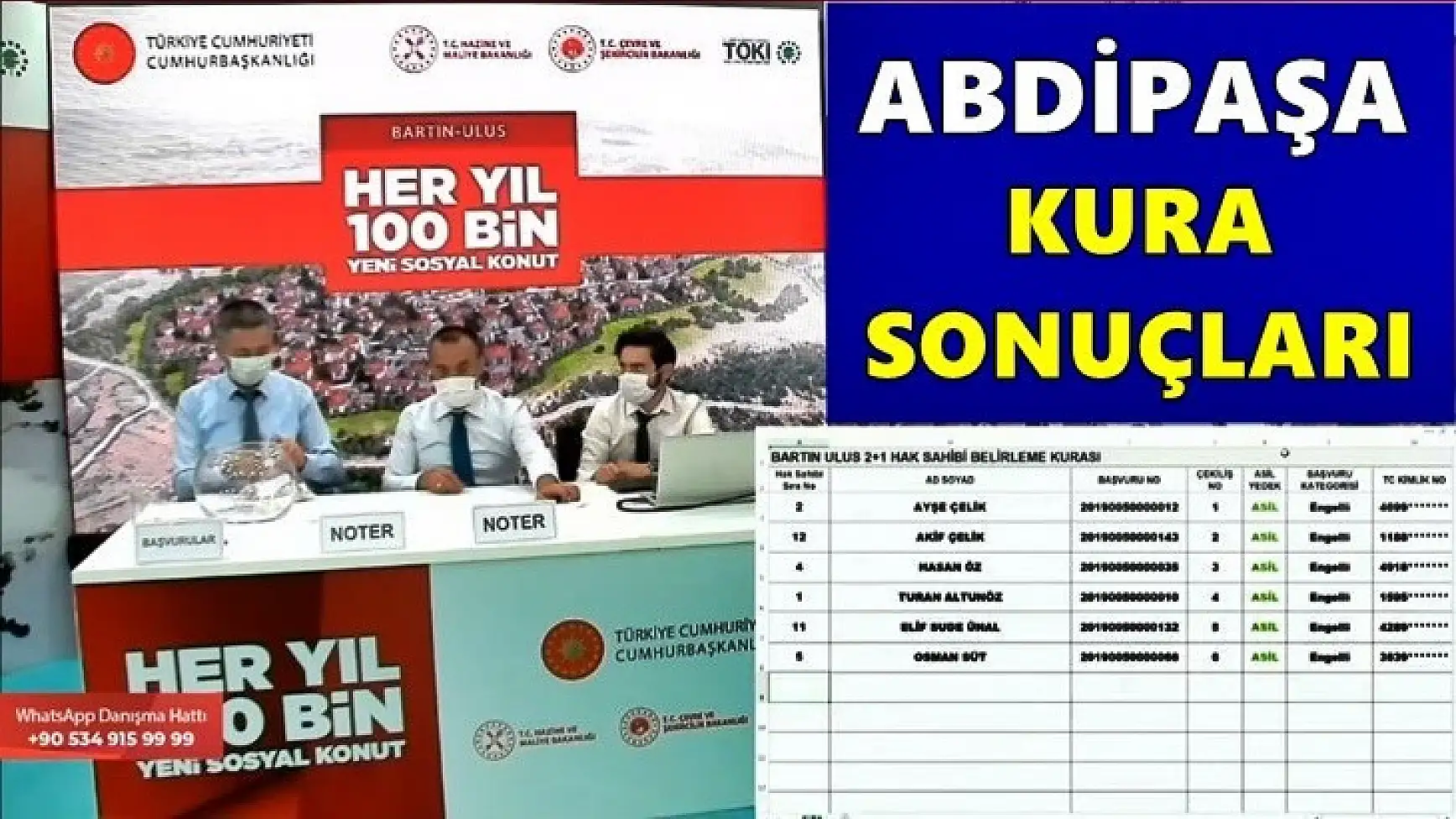 TOKİ Abdipaşa kura çekiliş listeleri