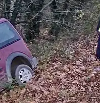 Yoldan çıktı, ağaca çarptı