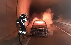 Amasra tünelinde araç yangını