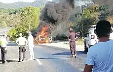 Araç alev topuna döndü