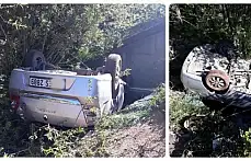 Arıt yolunda kaza, takla attı