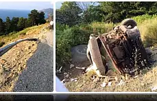 Beton mikseri uçuruma yuvarlandı