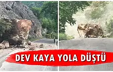 Dev kaya parçası yola düştü