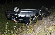 Eşeklere çarpan otomobil  takla attı, 2 yaralı