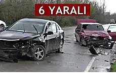 İki otomobil kafa kafaya çarpıştı