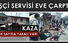 İşçileri taşıyan minibüs kaza yaptı