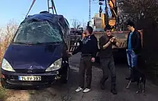 Kozcağız'da Otomobil dereye uçtu