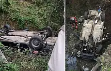 Otomobil dar köprüden uçtu