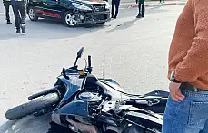 Otomobil ile motosiklet çarpıştı, 1 yaralı