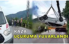 Otomobil uçuruma yuvarlandı