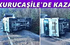 Şeker yüklü Kamyon Devrildi