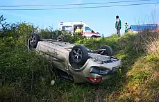 Solladığı araca çarpıp şarampole yuvarlandı