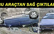 Takla atan otomobil şarampole yuvarlandı