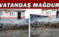 Yol nedeniyle evinin girişi kapandı