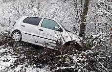 Yoldan çıktı, şarampole girdi