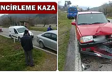 Zincirleme kazada 3 araç birbirine girdi