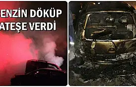 Benzin döküp ateşe verdi