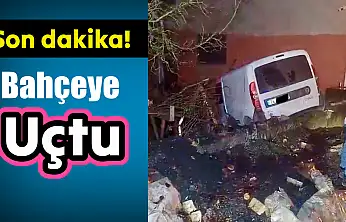 Bartın'da araç bahçeye uçtu
