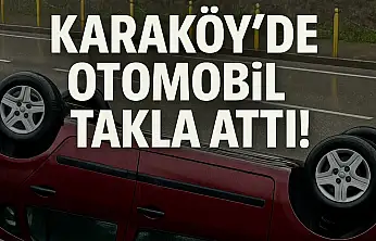 Karaköy'de otomobil takla attı!