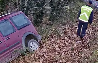 Yoldan çıktı, ağaca çarptı