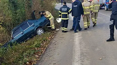 Kozcağız'da kaza, şarampole devrildi
