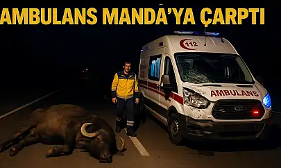 Ambulans mandaya çarptı