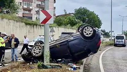 Aynı noktada takla attı