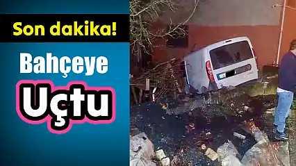 Bartın'da araç bahçeye uçtu