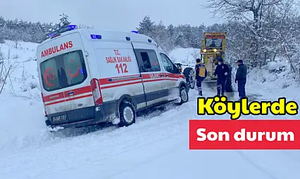 Karda mahsur kalan ambulans kurtarıldı