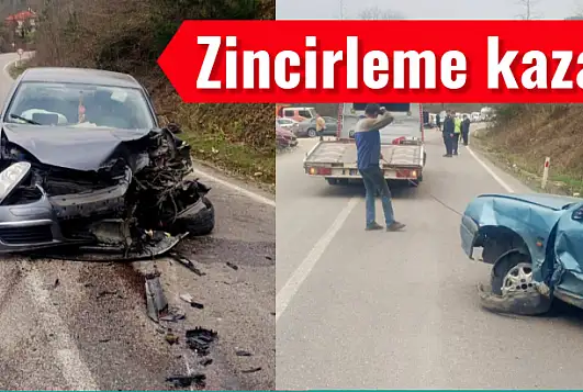 Üç otomobil kötü çarpıştı