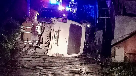 Elektrik direğine çarpıp devrildi