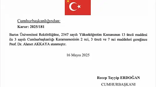 Bartın Üniversitesine yeni rektör atandı