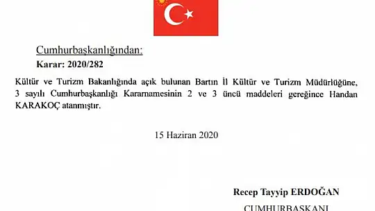 Bartın'a Yeni Müdür Atandı