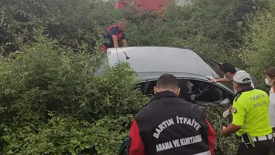 Otomobil şarampole devrildi