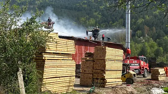 Kereste fabrikasında yangın