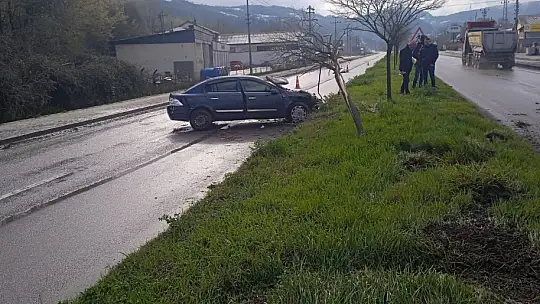 Kontrolden çıkan araç takla attı