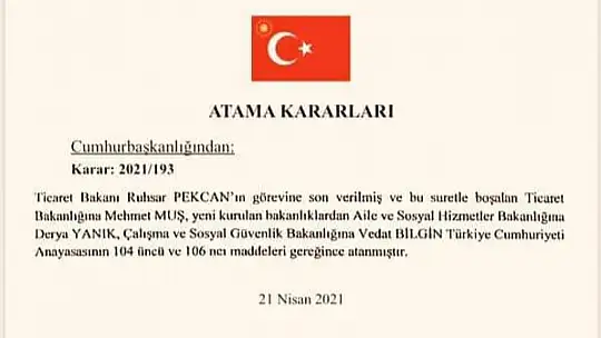 Kabinede revizyon yapıldı